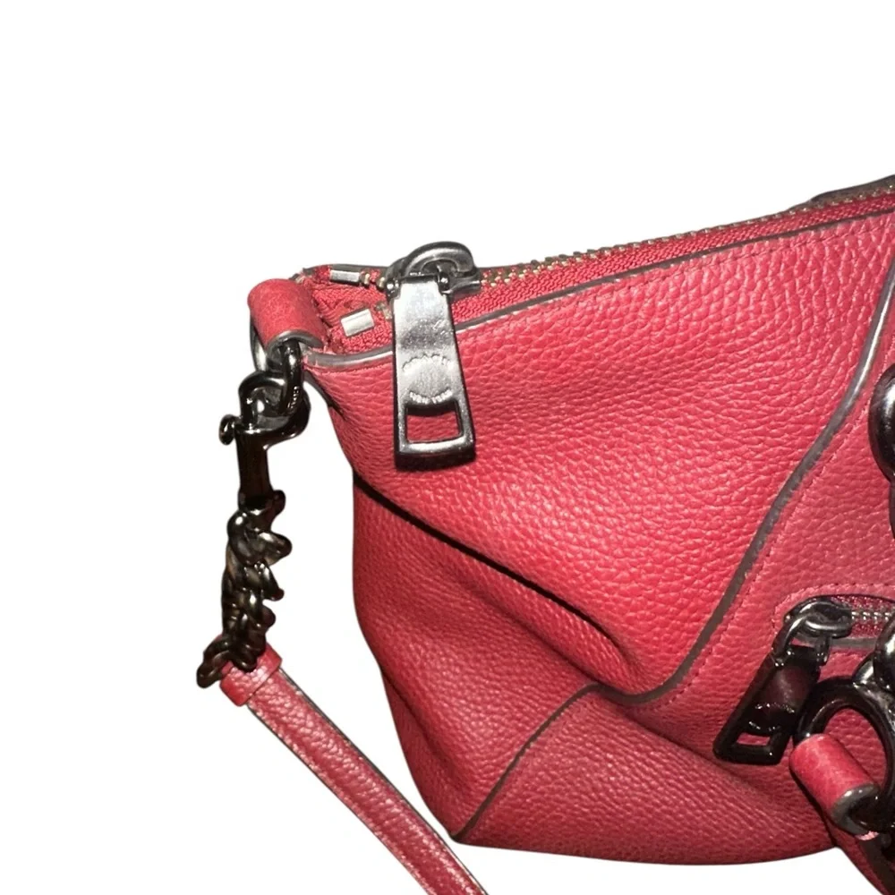 Coach Prairie Satchel Pebbled Leather Tote with Gun Metal Chain Handles